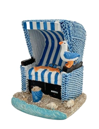 Heiko Blume Mini Strandkorb Deko Blau‑Weiß – Handbemalte Maritime...