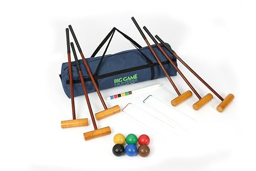 Big Game Hunters Cottage Croquet Set - Adult Croquet Set with Full Size Composite Balls in a Storage Bag (6 Player Set)