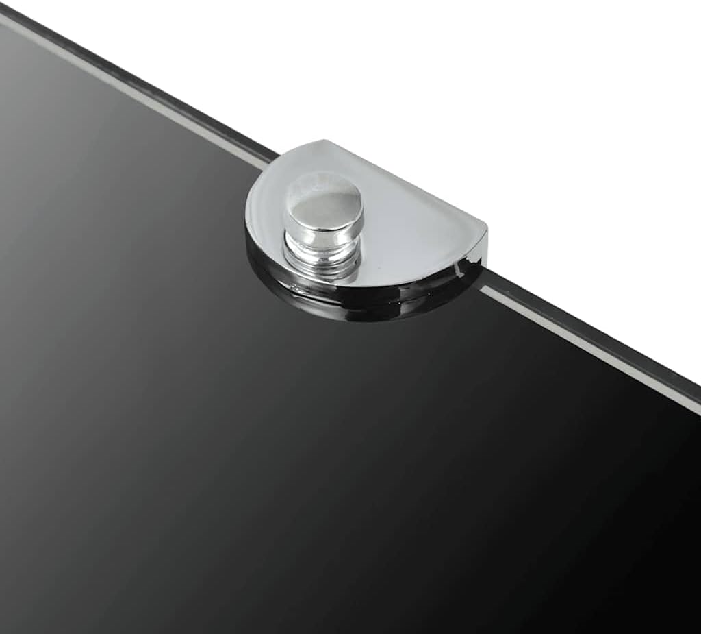 Corner Shelf Set of 2, Black Tempered Glass 13.8x13.8 inch Triangular Wall Shelves for Bathroom, Kitchen, Living Room Decor