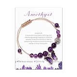 Amethyst Bracelets for Women Amethyst Crystals Strand Beaded Bracelet Healing Rose Butterfly Charms Stone Anxiety Relief Jewelry