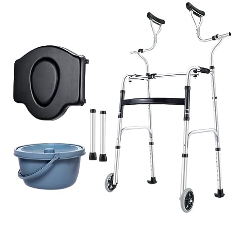 高齢者リハビリテーション歩行補助スタンディングフレーム障害者歩行器ストローク歩行脇の下松葉杖サポートフレーム (アップグレードされた二輪+ソフトトイレ付き脇下ドラッグウォーカー)