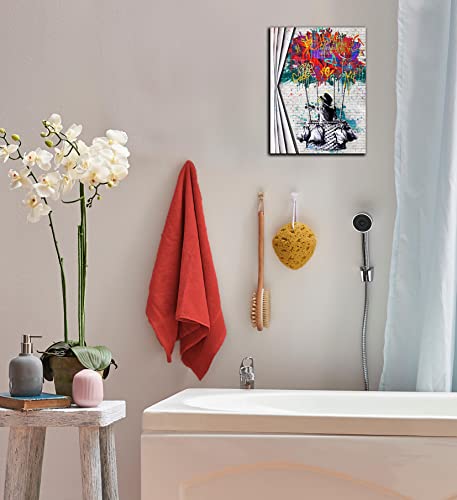 Cirabky Banksy Canvas Wall-Art For Bedroom Girls - Colorful Graffiti Wall Art - Hot Air Balloon Abstract Posters Size 15 X 11.5 Inches #TOP5