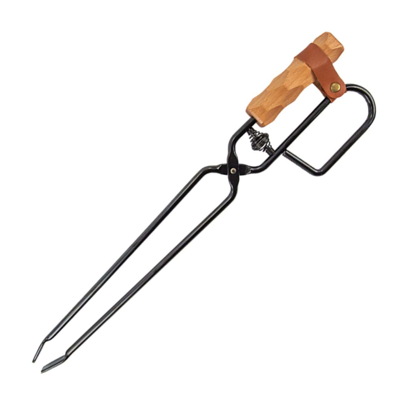 ibasenice Bbq Charcoal Clip Grill Charcoal Grill Tools Camping Accessories Portable Fire Tongs Fireplace Tong with Handle Fire Tongs for Outdoor Bbq Fireplace Tong Leather Buckle Pu Leather