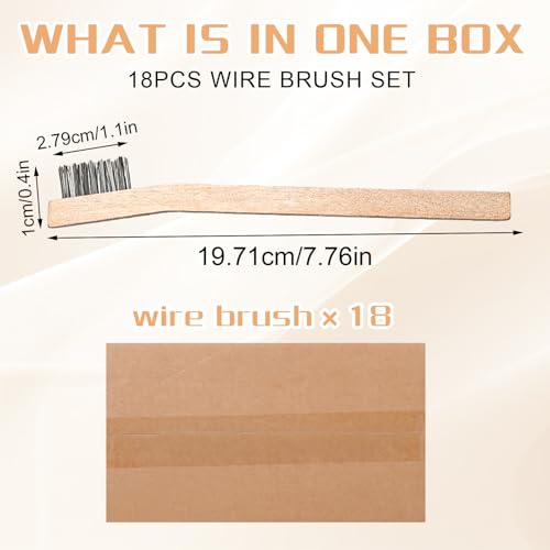 Image of Wood Handle Wire Scratch Brush Sets (18, 18Pack-7.8in Stainless Steel Small Wire Scratch Brushes with Beech Wood Handle)