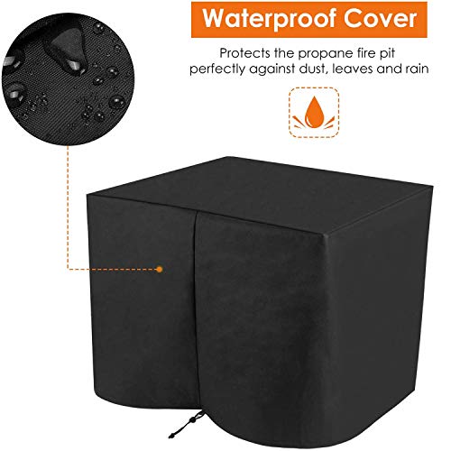 femor 30\" Propane Gas Fire Pit, 50,000 BTU Auto-Ignition Fire Bowl with Waterproof Firepit Table Cover & Lava Rock, CSA Certification, Outdoor Square Fireplace for Courtyard/Balcony(Black)