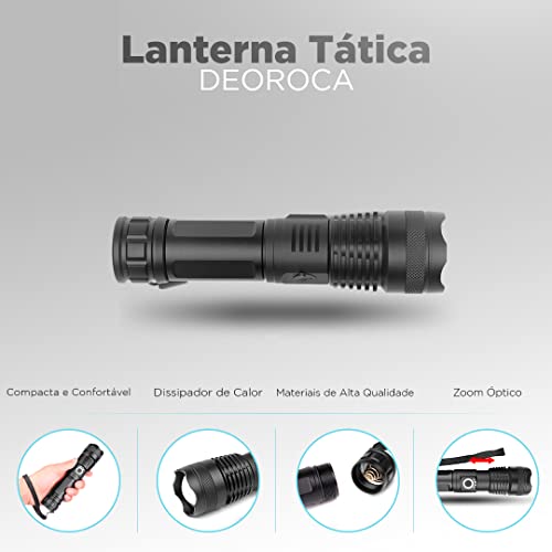 Lanterna Tática Militar LED Recarregável USB de Alto Brilho A Prova D'água para emergências, lanter