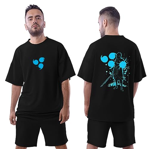 Image of Be Crazy Oversized Loose Baggy Fit Drop Shoulder Half Sleeves Pure Cotton Anime Graphic Printed T-Shirt for Men