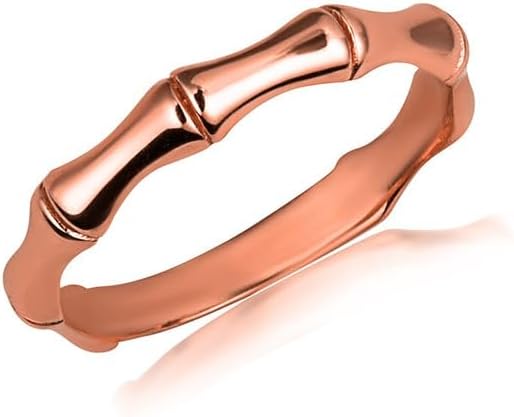 10K Yellow, White, and Rose Gold 2.4 mm Bamboo Nature Band Statement Ring for Women, Available in Sizes 4-12