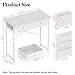 White Vanity Desk with Fabric Drawer, 32 Inch Small Makeup Vanity Desk No Mirror No Chair, Girls Dressing Table with Side Pocket, Modern Vanity Table for Cosmetics, Hair Tools in Bedroom Dressing Room