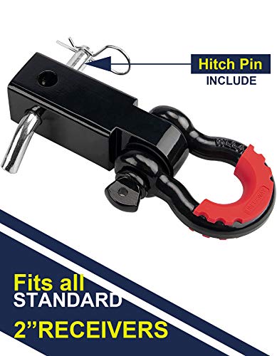 Shackle Hitch Receiver 2 Inch With Hitch Pin, 41918 Lbs Break Strength Never Rust Receiver Shackle Bracket Heavy Duty And Solid With 3/4'' D Ring Shackle, Towing Accessories For Trucks #TOP2
