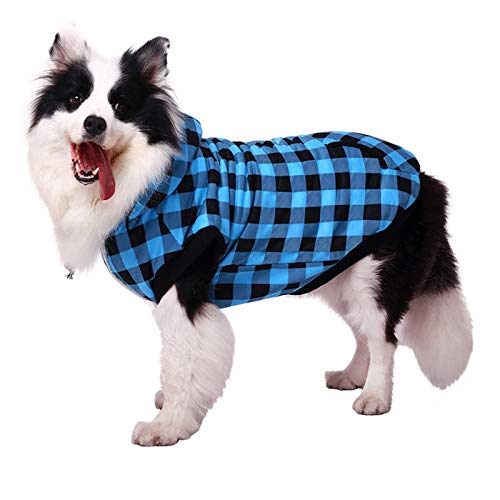 URIJK Dog Winter Coat Fleece Vest Hoodie, Fleece Warm Dog Coat for Large Dogs, Winter Dog Snow Jacket for Cold Weather Soft Apparel with Fleece Lining, Blue