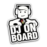 2 (Pieces) 3' and 5' DJ On Board Sticker, Waterproof Vinyl Decals for Many Purpose Like Cars, Trucks, Laptops, Phones, Windows and More