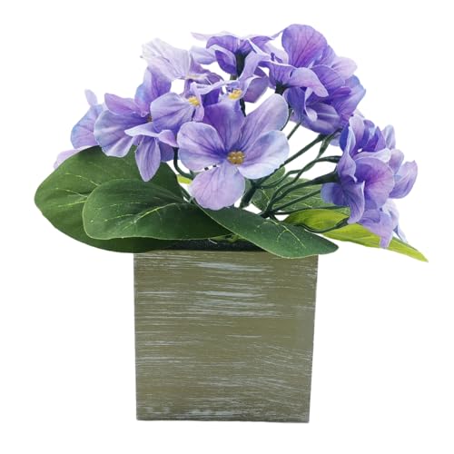 Image of KARP Artificial Potted Plants, 20Cm Height Mini Purple Hydrangea Flower Plant with Pots Home Decor, Indoor Artificial Ornamental Plant for Living Room, Office Desk & Bathroom, Decorative