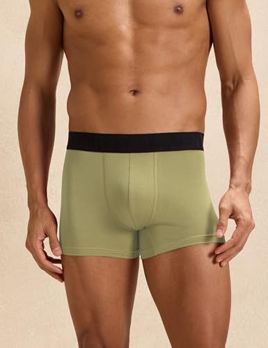 Image of Super Combed Cotton Regular Fit Solid Antibacterial Trunks with No Marks Waistband (Pack of 3)