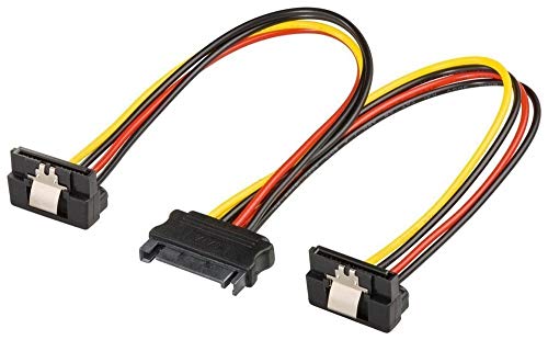 Premium Cord Power Splitter for Hard Drives HDD SATA Male to 2X SATA Female 90° Angled