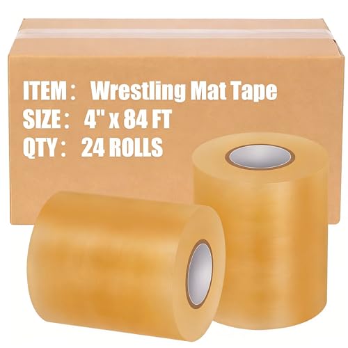 24 Rolls 3 or 4 x 84 Wrestling Mat Tape Gymnastics Floor Tape Wrestling Grappling Exercise Mats Seam Cover Tape Heavy Duty Carpet Jiu Jitsu Mats (A 4)