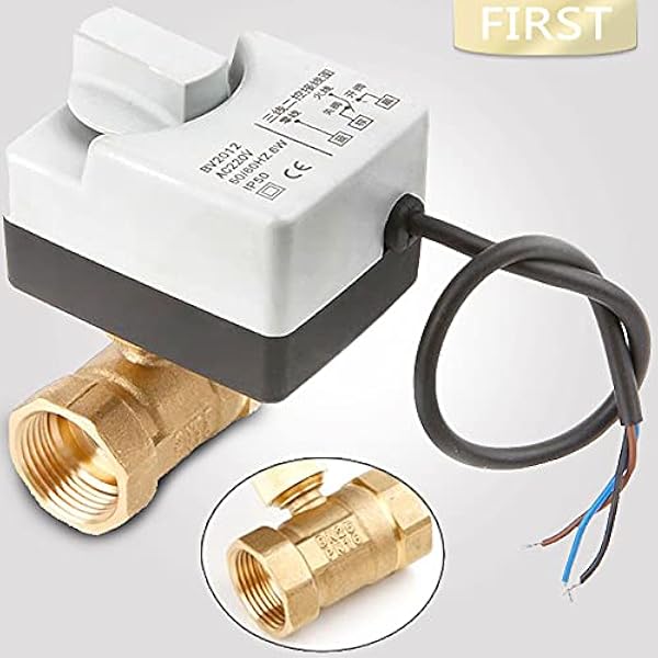 Kulventil reparationssats AC220V DN15 DN20 DN25 elektrisk mässing ventil 2-vägs motoriserad kulventil tre trådar elektrisk ställdon med manuell omkopplare vattenavstängningsventiler (storlek: DN20, färg: 220V)