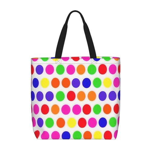 Polka Dot Print Tote Bags, Large Capacity Zipper Shoulder Bag, For Shopping, Work, Daily