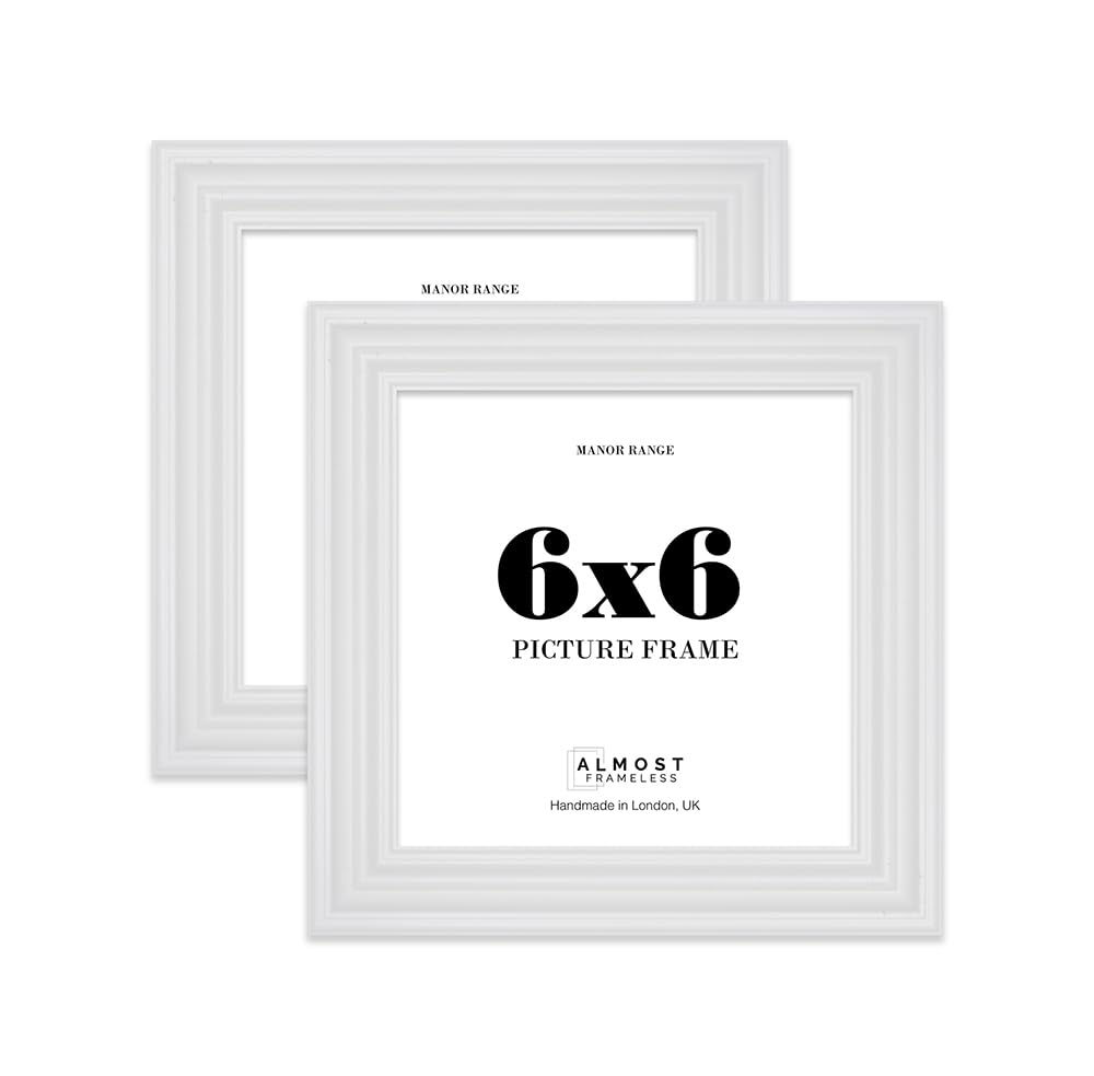6x6 Picture Frame, Display 6x6 Pictures (15.2 x 15.2cm) - Ice White Luxurious 42mm Edge Classic Interior Design DΓ©cor - 2 Pack