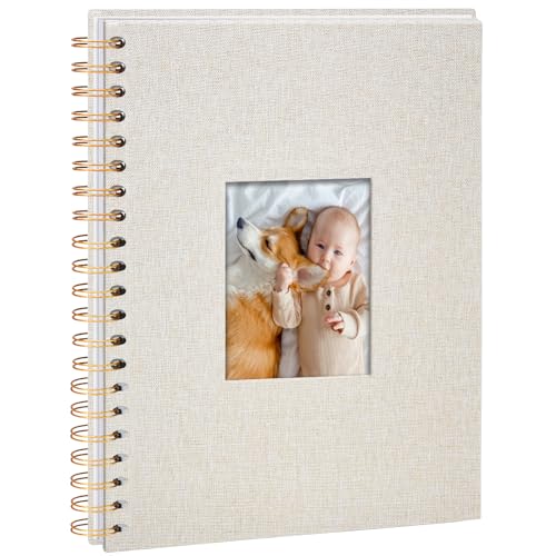 Vienrose Album Fotografico in Lino, 20,5 x 28 cm Libro dei Ricordi con 40 Pagine Bianche Fai Da Te per Viaggi Famiglia Matrimonio Natale, Beige