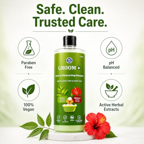Image of PET360 Groom+ Neem Hibiscus Oatmeal Dog Shampoo 200ml | Vegan Cruelty-Free | Non-Toxic pH Balanced | Phthalate & Paraben Free | Natural Pet Grooming