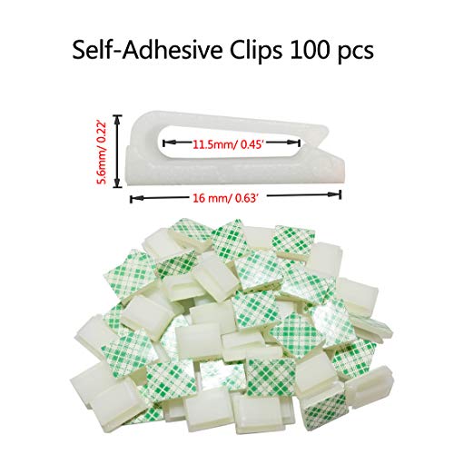 Ethernet Cable Clips with Self Adhesive, Tidy and Management Extension Cord, 100-Pack 10mm Led Strip Lights Mounting Brackets Holder (for 10mm(3/8") Wide Strip Light) - Thumbnail 4