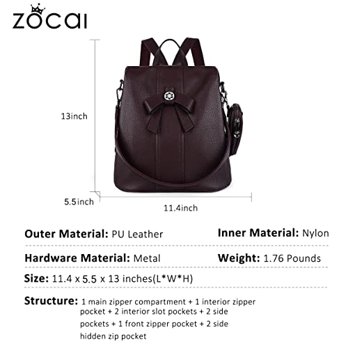 Image of ZOCAI Backpack Purse for Women Fashion Backpack Purses PU Leather Daypacks Anti-Theft Shoulder Bag Satchel Purse