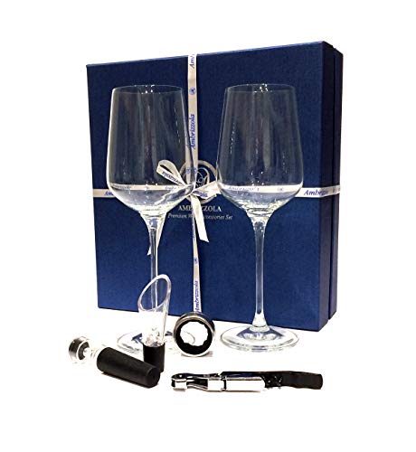 AMBRIZZOLA Perla Wine Gift Set with quality 15oz glasses