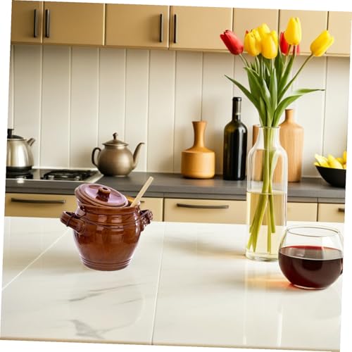 TOYANDONA 1.3L Ceramic Sealed Jar with Wooden Lid for Home Kitchen Use, Self-Pressurised Fermentation Jar - Stylish Pickle Container - Image 9