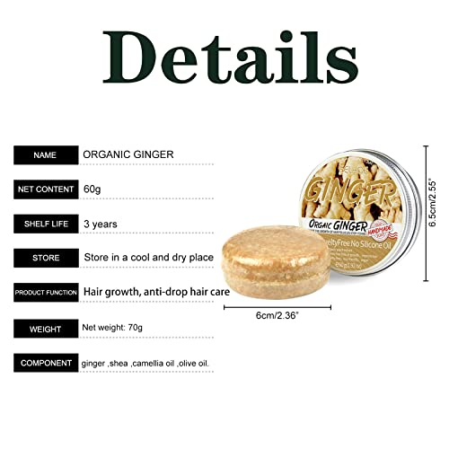 Ginger Hair Regrowth Shampoo Bar, Ginger Shampoo Soap Organic Ginger Shampoo Bar Promotes Hair Growth,Anti-dandruff and Anti-itching Ginger Bar Soap Helps Stop Hair Loss for Men&Women (Gringer) - Image 8