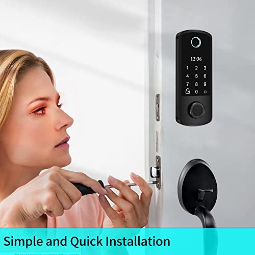 Bebasia Fingerprint Door Lock With Handles, Keyless Entry Door Lock, Auto Lock & 1 Touch Locking, Anti-Peeping Password, 300 Users, Ic Cards, Oled Display Electronic Smart Deadbolt (Black) #TOP6