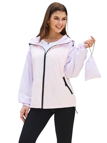PITINAN Lightweight Foldable Rain Jacket Women Waterproof Raincoats Windbreaker Jacket Women S-XXL