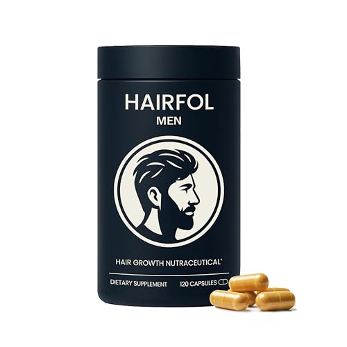 Hairfol Men's Hair Growth Supplement – Clinically Tested Hair Growth Vitamins for Men, Thicker Hair & Scalp Coverage, Hair Regrowth Support for Men – Stronger, Fuller Hair – 1 Month Supply