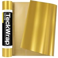 TECKWRAP Permanent Adhesive Vinyl Glossy Gold Vinyl 12'' x16ft Vinyl Permanent Roll Craft Vinyl Easy to Cut & Weed & Transfer for Mug, Cup, Window & Home Deco,and other DIY projects