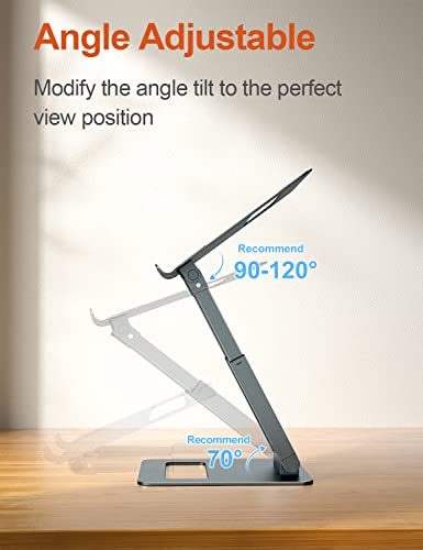 tounee Laptop Stand for Desk Adjustable Height Telescopic Computer Stand with Pull Out Design Ergonomic Laptop Riser Fits All Laptops 10-17"-Gray - Image 4