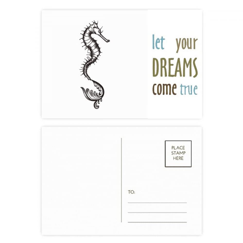 Tarjetas de felicitación con mensaje motivador Dream Come True e hipocampo 4