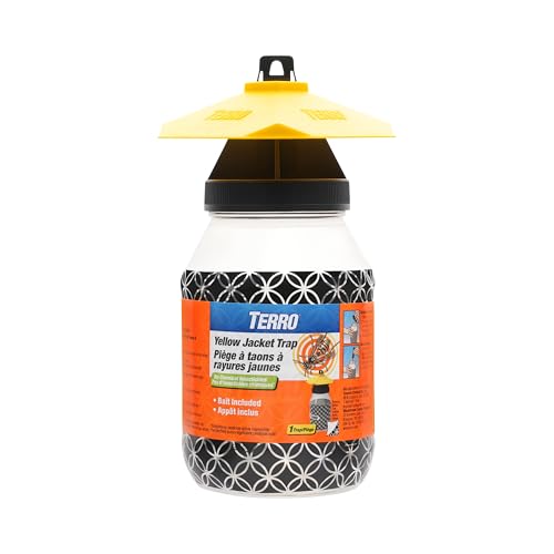 TERRO Outdoor Yellow Jacket Trap with Bait - Easy to Use - T362 - No Chemical Insecticides - Effective Yellowjacket Trap - Includes Bait