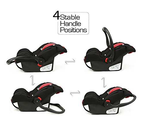 LuvLap-4-in-1-InfantBaby-Car-Seat-Carry-Cot-with-Canopy-0-to-15-Months-Red