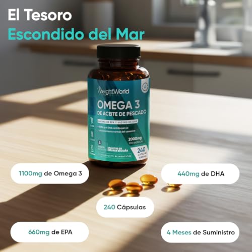 Miniatura 2 de Omega 3 2000mg - 240 Perlas De Aceite De Pescado 660mg Epa 440mg Dha - Ácidos Grasos De Omega 3 Para 4 Meses, Sin Ogm