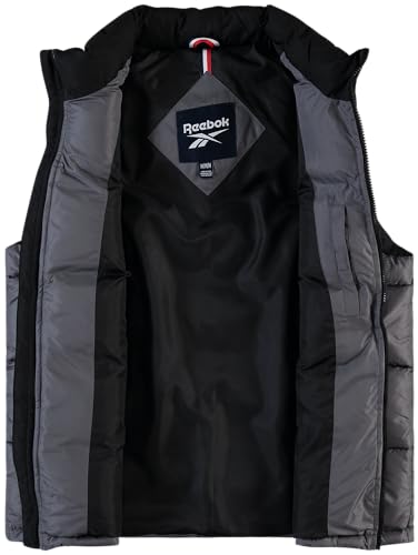 Image of Reebok Mens Puffer Vest - Full Zip Midweight Thick Insulated Sleeveless Jacket for Men - Outdoor Quilted Puffer Winter Vest