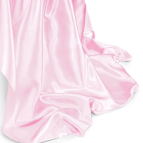 Homiest Light Pink Satin Fabric by The Yard, 1 Yard x 58 Inch Charmeuse Satin Fabric Silky & Shiny Cloth Fabric, Smooth Bridal Satin Fabric for Wedding Dress, Clothing Making, DIY Crafts, Sewing - Thumbnail 7