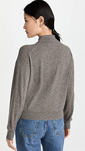Theory Women's Button Placket Polo Cashmere Sweater, Warm Heather Grey, Xl #TOP2