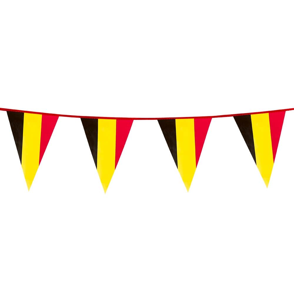 Plastic Bunting 10 m - Large Bunting 20 x 30 cm - Weatherproof Garland for Indoor & Outdoor Use - Tear-Resistant & Reusable - Party Decoration for Birthday, Wedding (Belgium)
