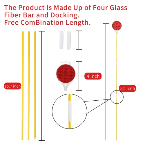 Image of Reflectors for Driveway Entrance Orange Reflective Driveway Markers Snow Plow Markers Plow Markers 51 Inch Yellow Fiberglass Pole Double Sided Reflector for Driveway (8-Pack)