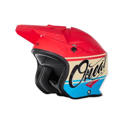 O'NEAL | Casco da moto | Enduro Street Adventure | Guscio esterno leggero in fibra di vetro, fodera rimovibile e lavabile, chiusura magnetica | SLAT Helmet VX1 | Adulto | Rosso Blu | Taglia XS