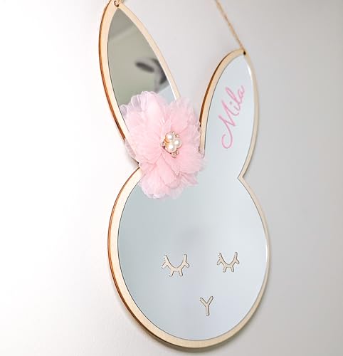 Générique - Miroir lapin personnalisé avec prénom pour chambre d'enfant- cadeau de naissance/d'anniversaire