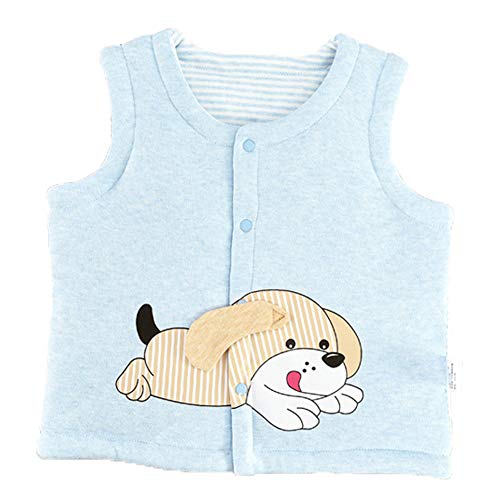 Monvecle Baby to Toddler Cotton Vests Unisex Infants Sleeveless Padded Waistcoat Bluedog 18-24M