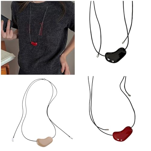 Collier petit cœur à la mode en résine rouge avec sa chaîne réglable - 2