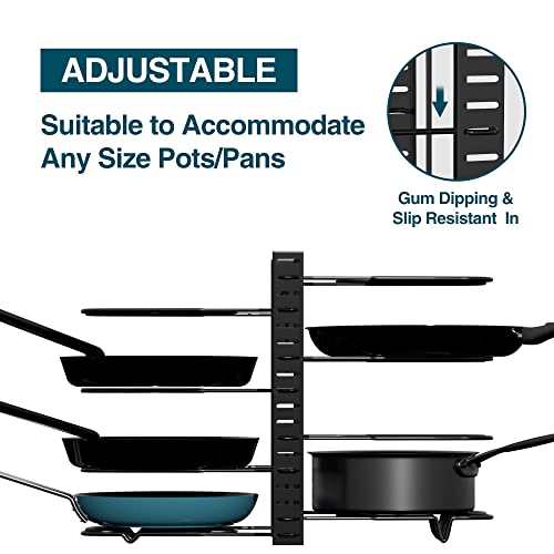Socont Pot And Pan Organizer For Cabinet, Adjustable 8 Tiers Pans Pots Lid Organizer Rack Holder With 3 Diy Methods, Hanger Stacker Organizer Stand For Kitchen Counter And Cabinet #TOP2