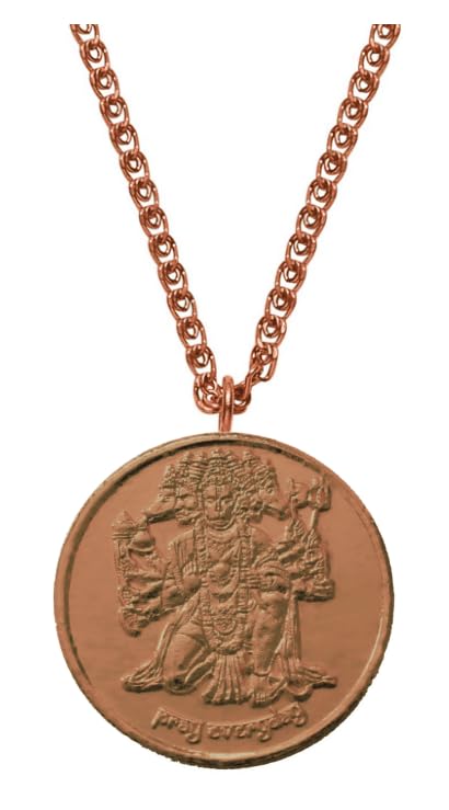 Panchmukhi Hanuman Religious Copper Pendant Necklace with Mantra Engraving, Rose Gold Chain-image-39
